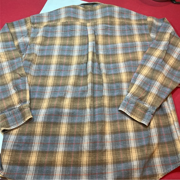 Cabela’s XL TALL BROWN WIDE PLAID Shirt BLUE HEAVY COTTON Long Sleeves Button Up - Picture 13 of 14